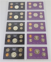 1970 (5) & 1989 (5) US Mint Proof Sets.