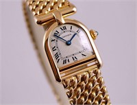 Vintage 1980's Cartier Lady's Watch 18K Bracelet