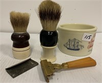 Antique Old Spice Shaving Mug & Brushes