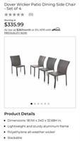 Noble House Armless Outdoor Dining Chairs (4-Pack)
