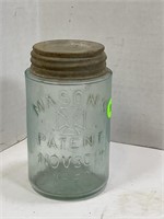 MASON'S HAND BLOWN PINT MASON JAR - 1858