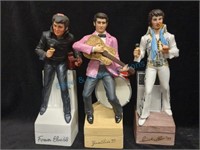 Three Elvis decanters and music boxes