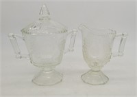 Double Baltimore Clear Glass Pear Design Cream & S