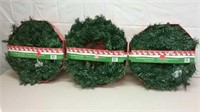 Three Unused 20" Pre-Lit Tiffany Pine Wreaths