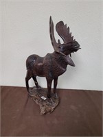 Amazing hand carved Moose! Very solid heavy piece
