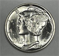 1942 Mercury Silver Dime Brilliant Uncirculated BU