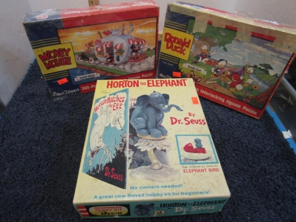 DONALD & MICKEY PUZZLES & HORTON ELEPHANT MODEL