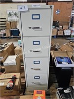metal 4-drawer file cabinet (damaged with key)