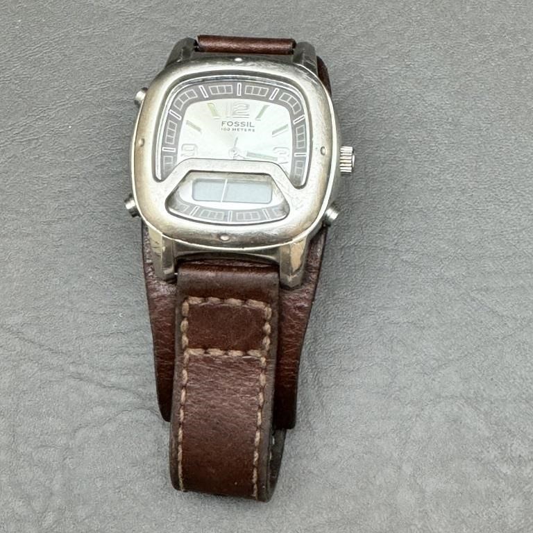 Fossil Watch w/ Fossil Leather Band Non