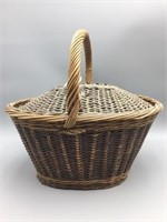 Early wicker basket with attached lid