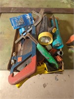 Flat of miscellaneous tools, hardware,