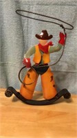 Metal Cowboy Swinging lasso 11” tall