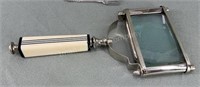 Magnifying Glass, Sterling Handle Knife, Soap Dish