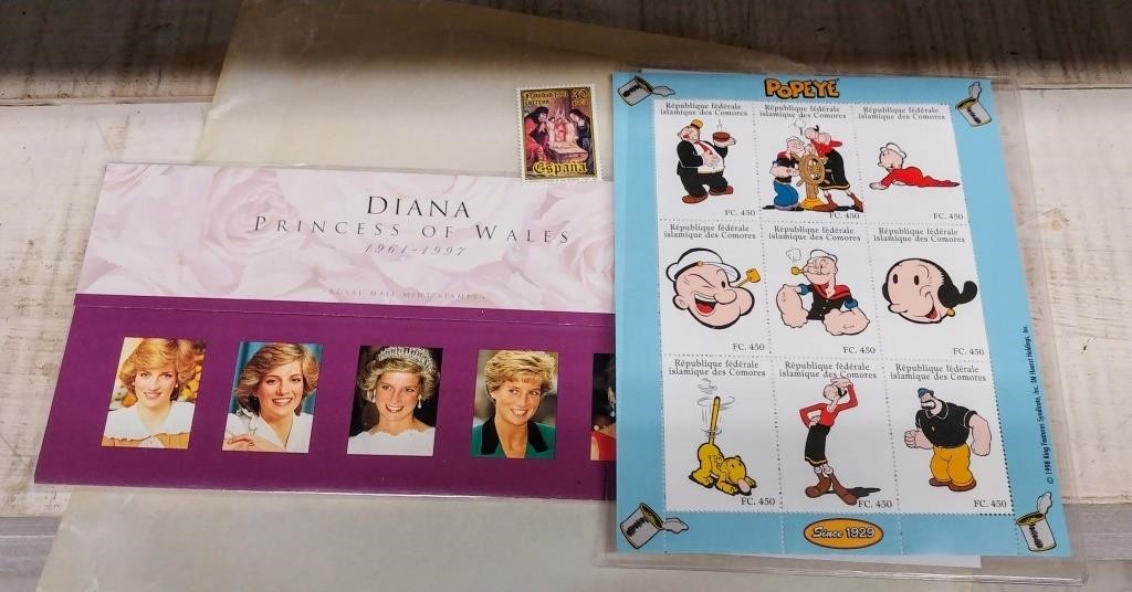 PRINCESS DIANA & POPEYE THE SAILOR COMM STAMPS