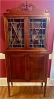 Beautiful Early 2 part cabinet with bookcase top