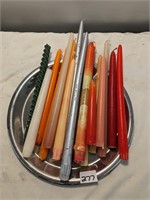 Tray Lot of Various Color/Sizes Tapered Candles