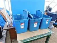 3 rubbermaid plastic totes.