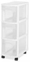 Sterilite Narrow 3-Drawer White Cart