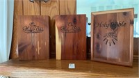 The Holy Bible with wooden cases- lot of 3