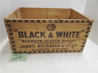 Wooden Black & White Scotch Whiskey Crate