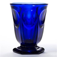 COLONIAL FOOTED TUMBLER, deep cobalt blue,