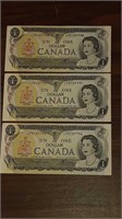 SET OF 3 CANADIAN 1973 UNCIRCULATED $1.00 NOTES