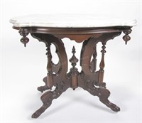Victorian Walnut Turtle-Top Side Table