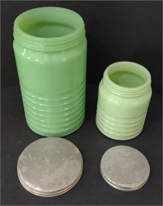 Jadeite Labeled Lidded Cannisters, Largest 4" x