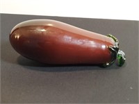 Hand Blown Glass Eggplant Aubergine Purple Fruit.