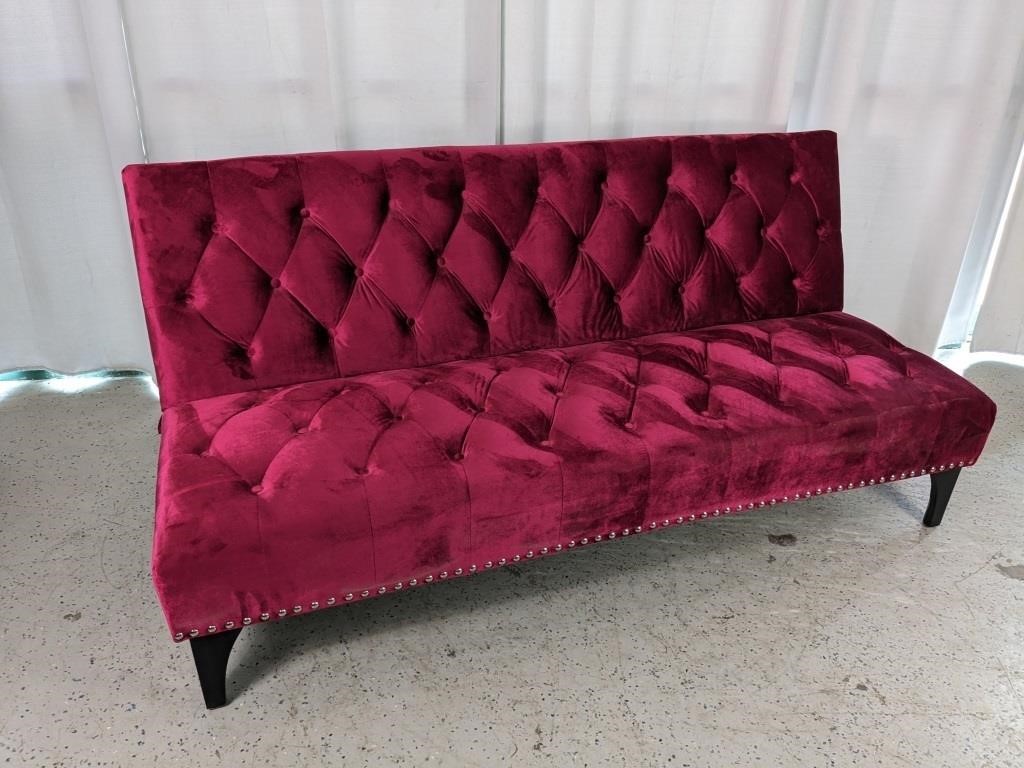 Red Velvet Larissa Uphosltered Sofa Bed