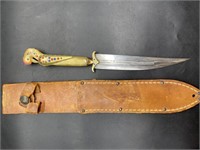 Lebanese Knife w/ Brass & Stone Handle in Leather