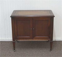 Vintage Leather Top Mahogany Record Cabinet