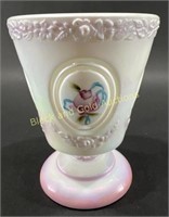 Fenton Iridescent Covered Roses Jar by C. Smith