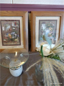 Wooden frame prints oil burner flower vase