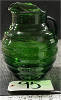 8.5" Green Glass Beehive Pitcher
