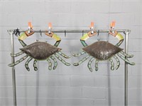 2x The Bid Metal Wall Hanging Crab Decor