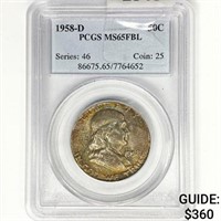 1958-D Franklin Half Dollar PCGS MS65 FBL