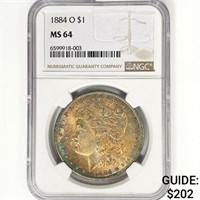 1884-O Morgan Silver Dollar NGC MS64