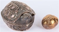Vintage Cambodian Silver Asian Boxes Turtle & Frog