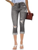 P3871  Luvamia Ripped Slim Fit Capri Jeans Size 2