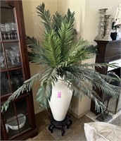 Large Faux Plant in Vase on Stand