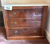 Marble-Topped 3-Drawer Chest