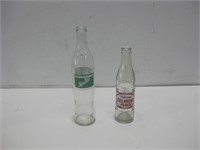Two Vtg Glass Bottles Tallest 11"