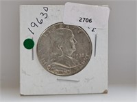1963-D 90% Silver Franklin Half $1 Dollar
