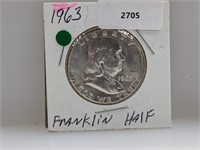 1963 90% Silver Franklin Half $1 Dollar