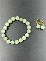 Green Jade Gemstone Earring & Bracelet Set