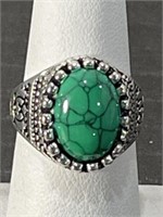 GREEN TURQUOISE STYLE RING SIZE 7.5
