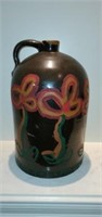 Vintage Handpainted Brown Pottery Jug