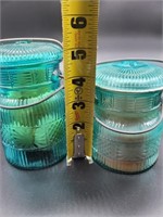 (2) Green Glass Bail Lid Jars from Avon