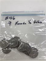 9 Kennedy 1/2 Dollars